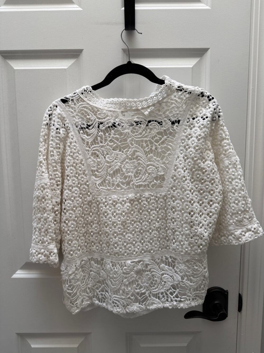 Sundance White Crochet Lace Peasant Blouse